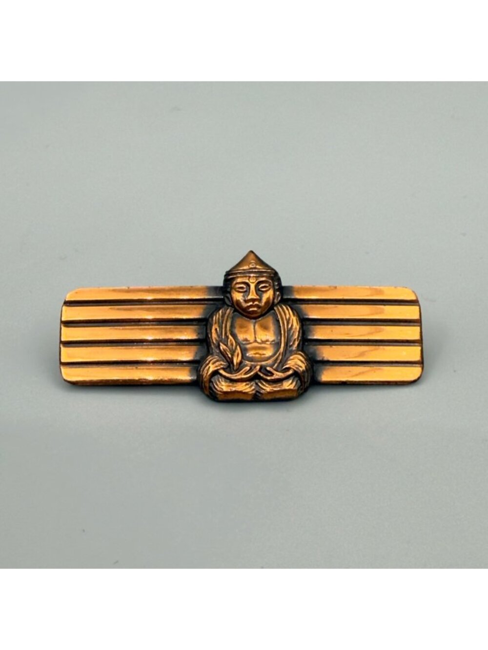 Vintage Bronze Buddha Bar Brooch Pin